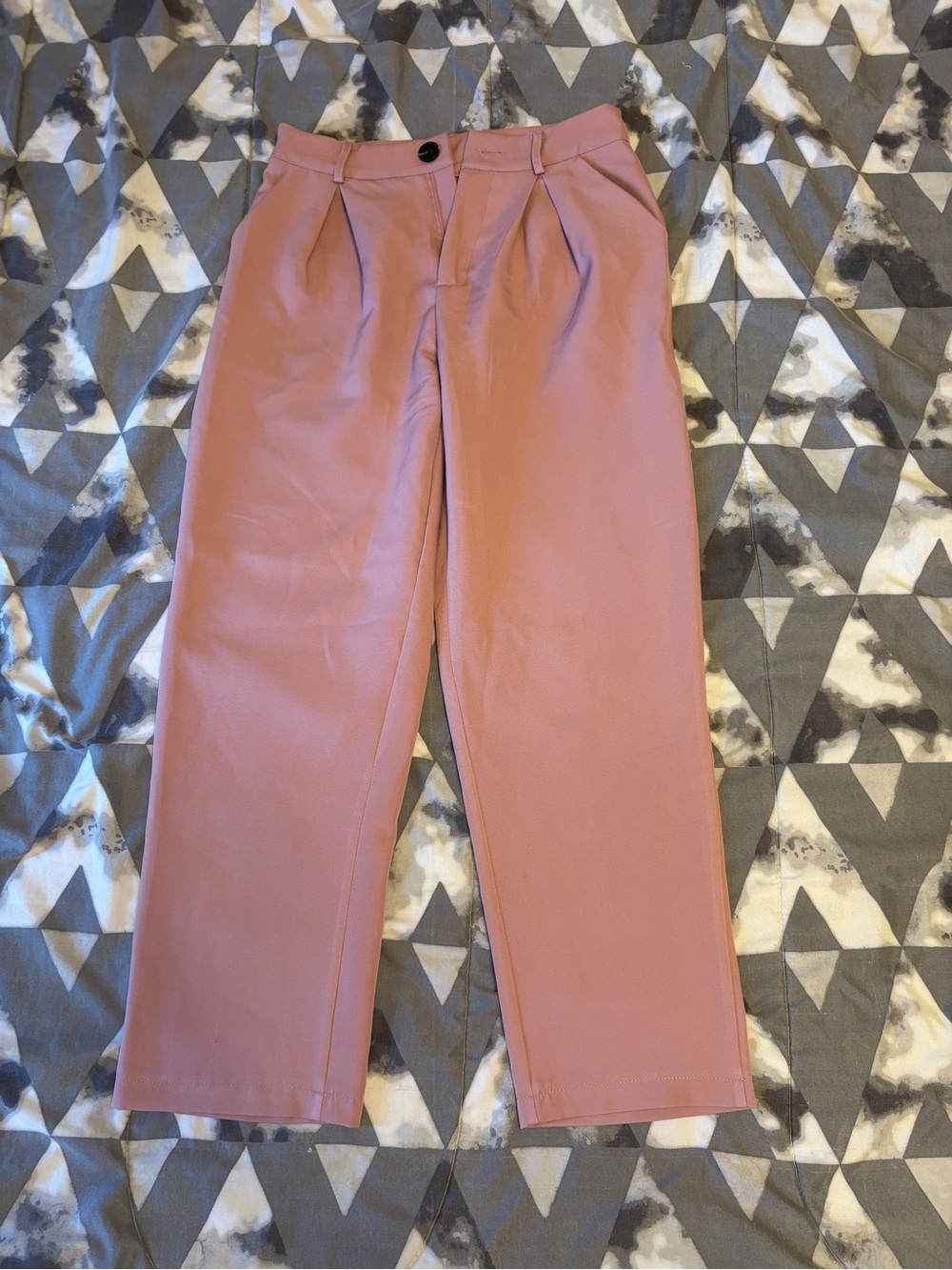 Mauve High-Waist Pleated Trousers
